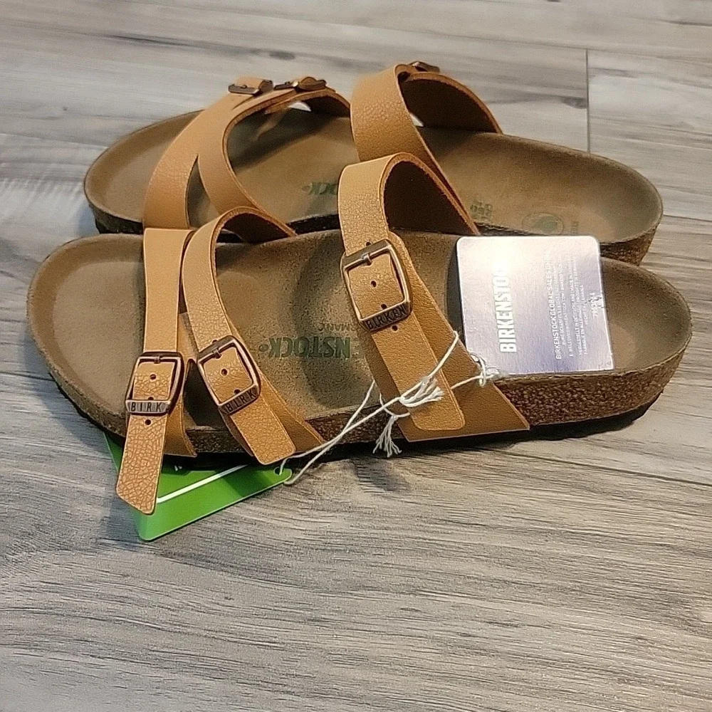 Birkenstock Sandals New Franca Pecan Birkibuc Vegan Tan Womens 8 US 39 EU NEW - Picture 6 of 10